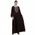Firdaws Pintuck embroidery abaya- Coffee Brown